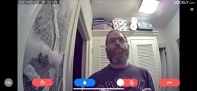 Lockly app showing a visitor at the door