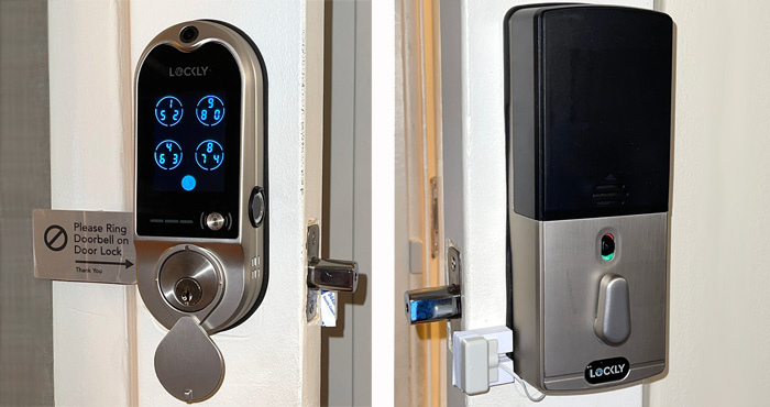 Lockly Vision smart door lock exterior and interior shots