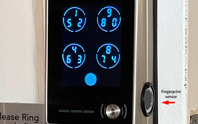 Lockly Vision exterior of door lock with fingerprint sensor identified