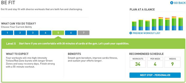 miCoach Be Fit Plan