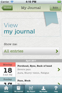 Migraine Notebook app for iPhone