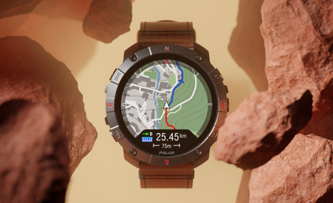 Polar Grit X2 Pro showing a map