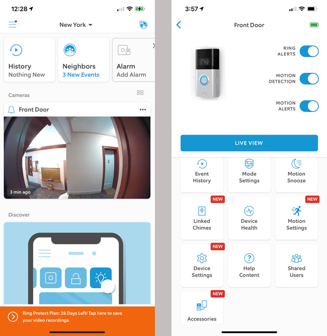 Ring doorbell app setup and use 