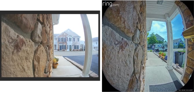 Screenshots of videos taken by the Pro on the left and the Pro 2 on the right that show the differences in field of view.