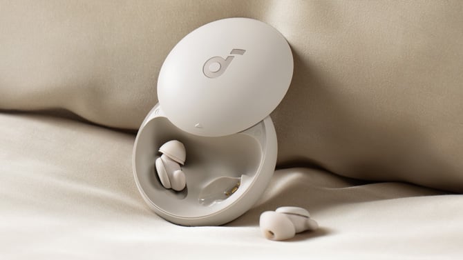 Soundcore Sleep A20 shown with their case.