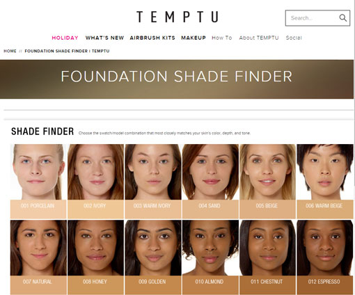 Temptu foundation finder