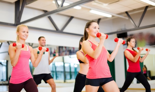 Women working out in a fitness class