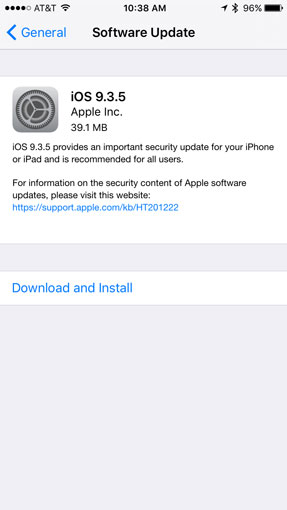 Installing iOS 9.3.5