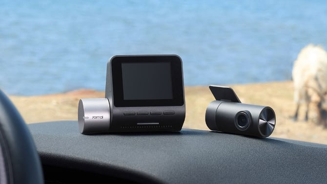 70mai A510 dash cam sitting on a dashboard
