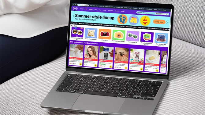 The home page for the Amazon Haul section of the Amazon website