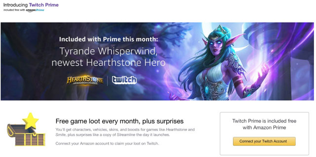 Twitch Prime is included free with Amazon Prime