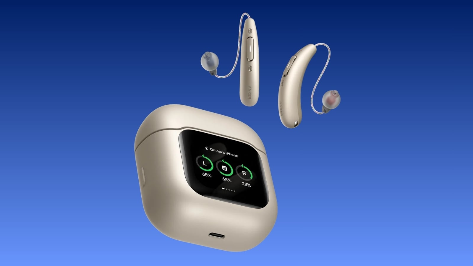 Anker RIC Hearing Aids case with charge indicators