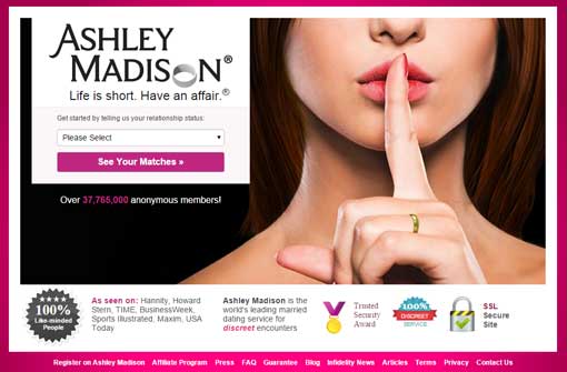 AshleyMadison.com home page