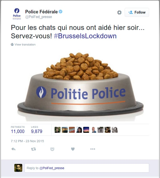 Tweet from Belgian police