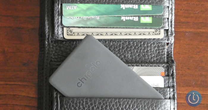 Chipolo CARD Spot shown in credit card slot in wallet.