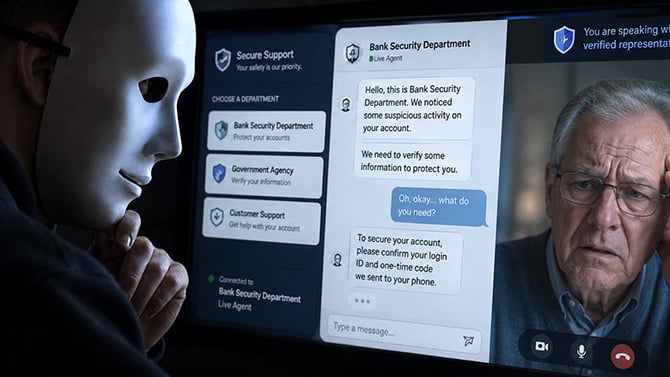 Concept image of a scammer contact a potential victim.