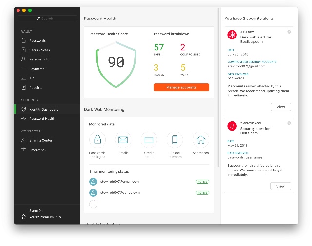 Dashlane Identity Dashboard