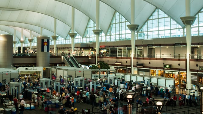 TSA lines at Denver International Airport