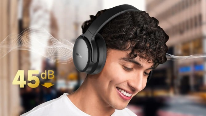 photo of EarFun Tune Pro headphones worn by a person