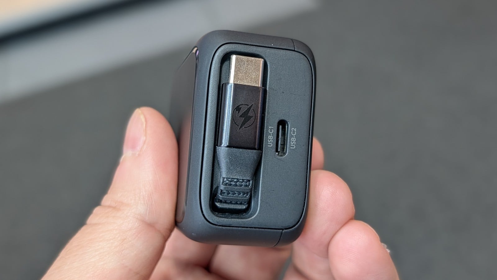 ESR Xtend 45W Retractable Charger ports with the cable tucked in