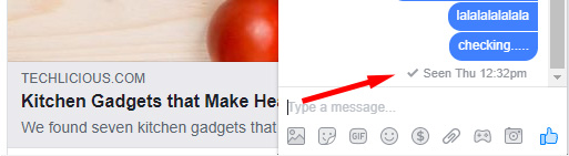 Facebook Messages read notification