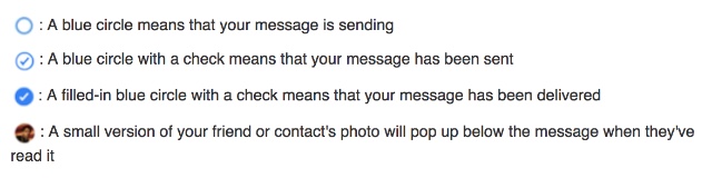Facebook Messenger read icons