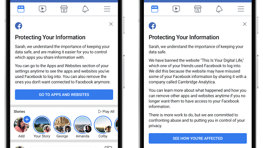 Facebook Protecting Your Information notice