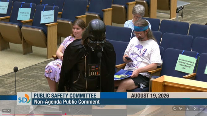 Fake video of Darth Vader attending a public safety meeting