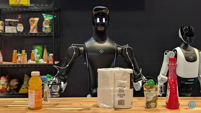 Faraday Future Faber shown sorting grocery items on a counter