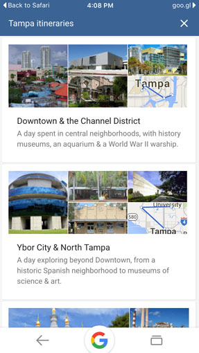 Google Destinations help you plan your trip with suggested itineraries