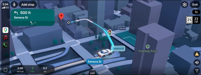 Google Maps new 3D navigation interface.