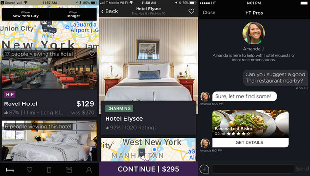 HotelTonight - lets you hunt for hotel rooms from your current location