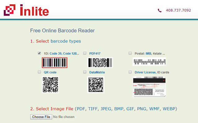 Inlite barcode and QR code reader