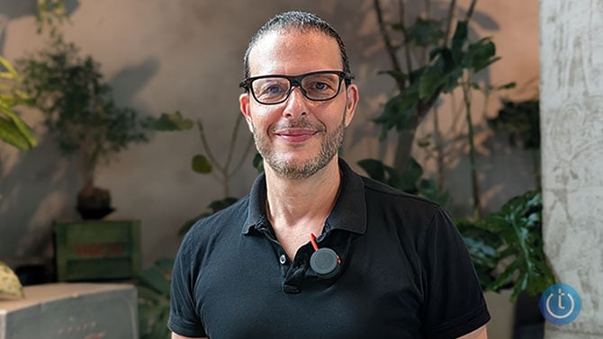 INMO GO3 smart glasses worn by the reporter