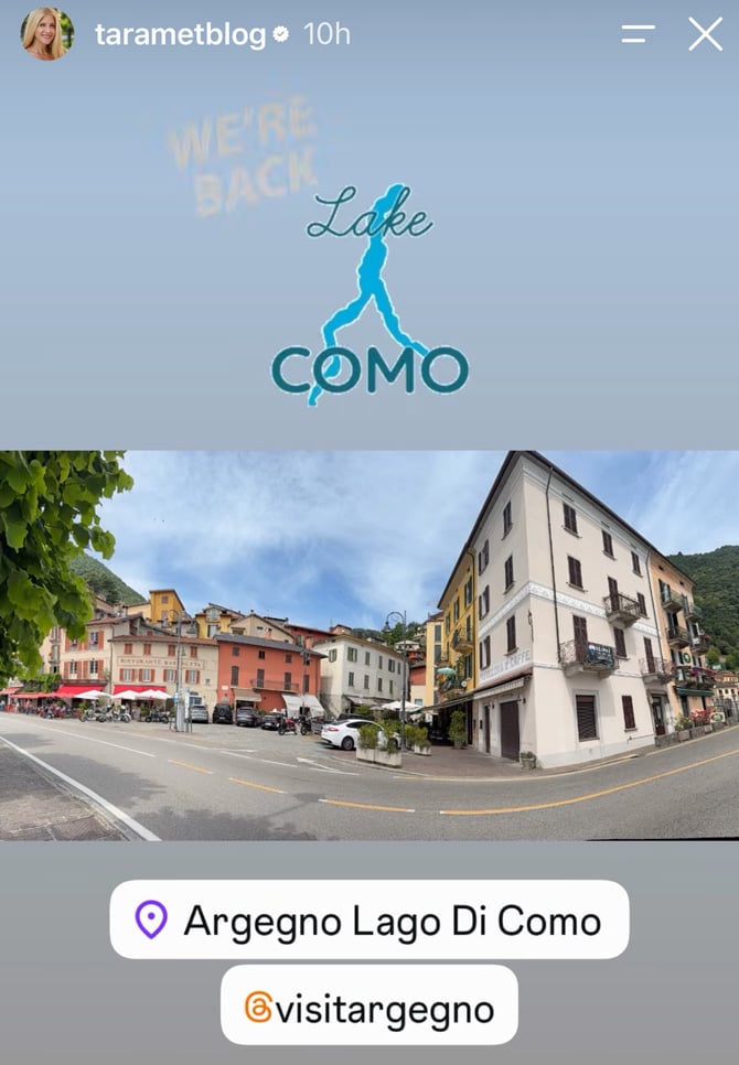 The stickers on this post link to the @visitargegno Instagram account and a map of the area.