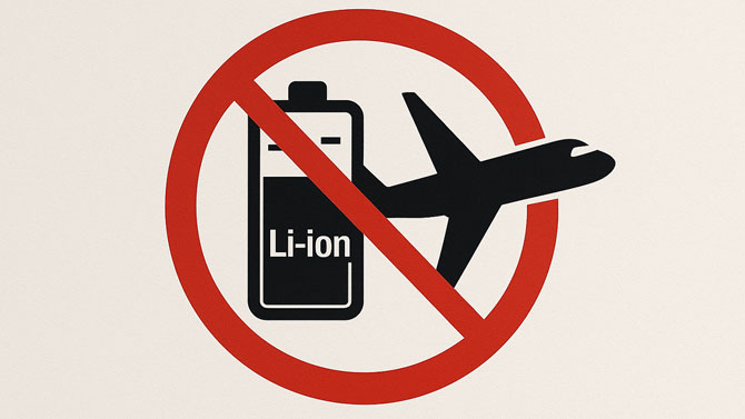 Concept of a banning litiium-ion batteries from planes