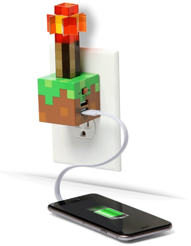 Minecraft Redstone Torch USB Wall Charger Charging Station