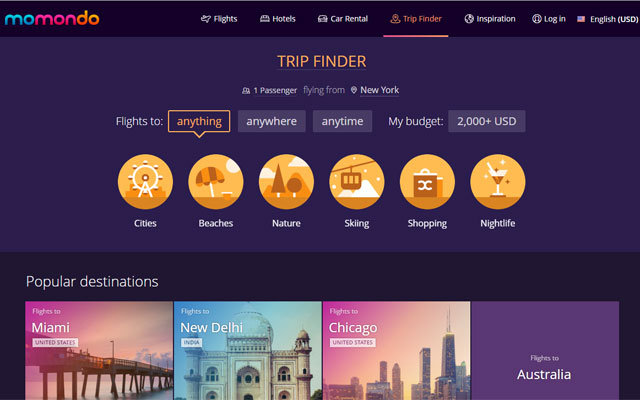 Momondo Trip Finder