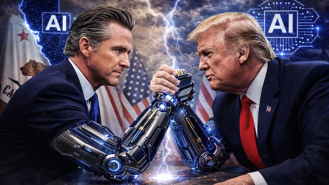 Newsom battles Trump over the future of AI.