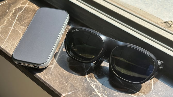 Rokid AR Station 2 on the left and the Max 2 glasses on the right