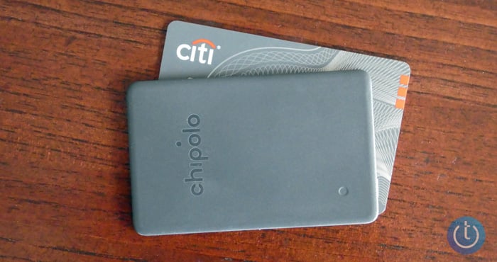 Chipolo CARD Spot shown with credit card.