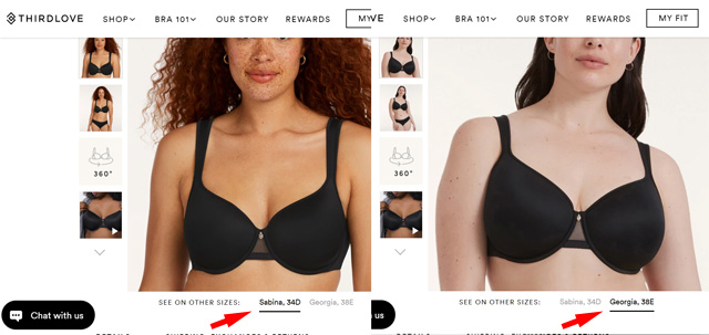 Finding bras on ThirdLove.