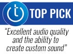 Techlicious Top Pick Award logo with the text: Excellent audio quality and the ability to create custom sound.