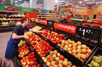 Walmart store's produce section