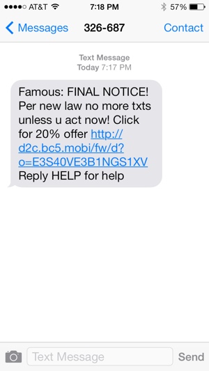 TCPA text alert