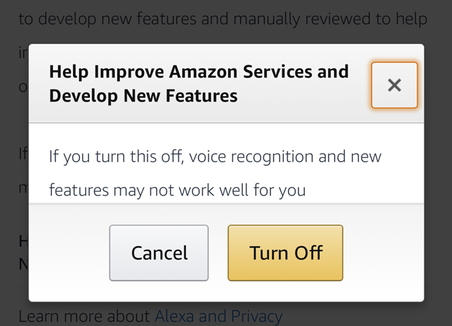 Turn off improve Amazon Services