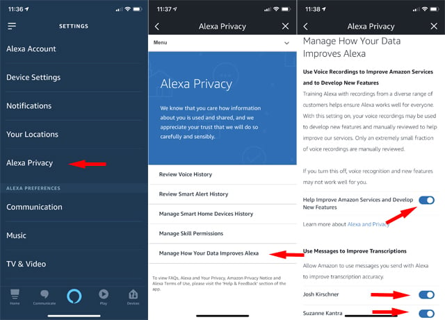 Alexa Privacy settings