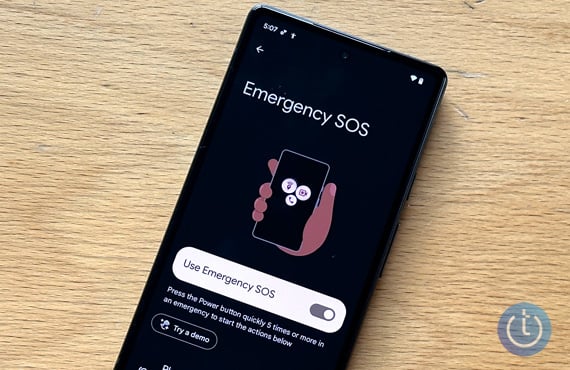 Google Pixel 6a showing the Emergency SOS screen in Settings