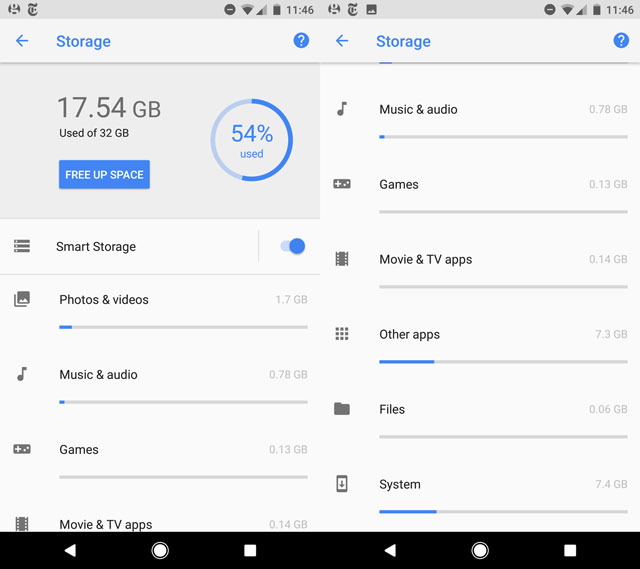 Android Oreo storage