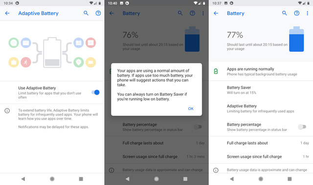 Android 9.0 Pie battery features